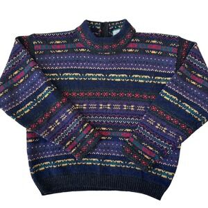 VTG Gokey Company 100% Wool Shetland Sweater Women's Medium Fair Isle Multicolor